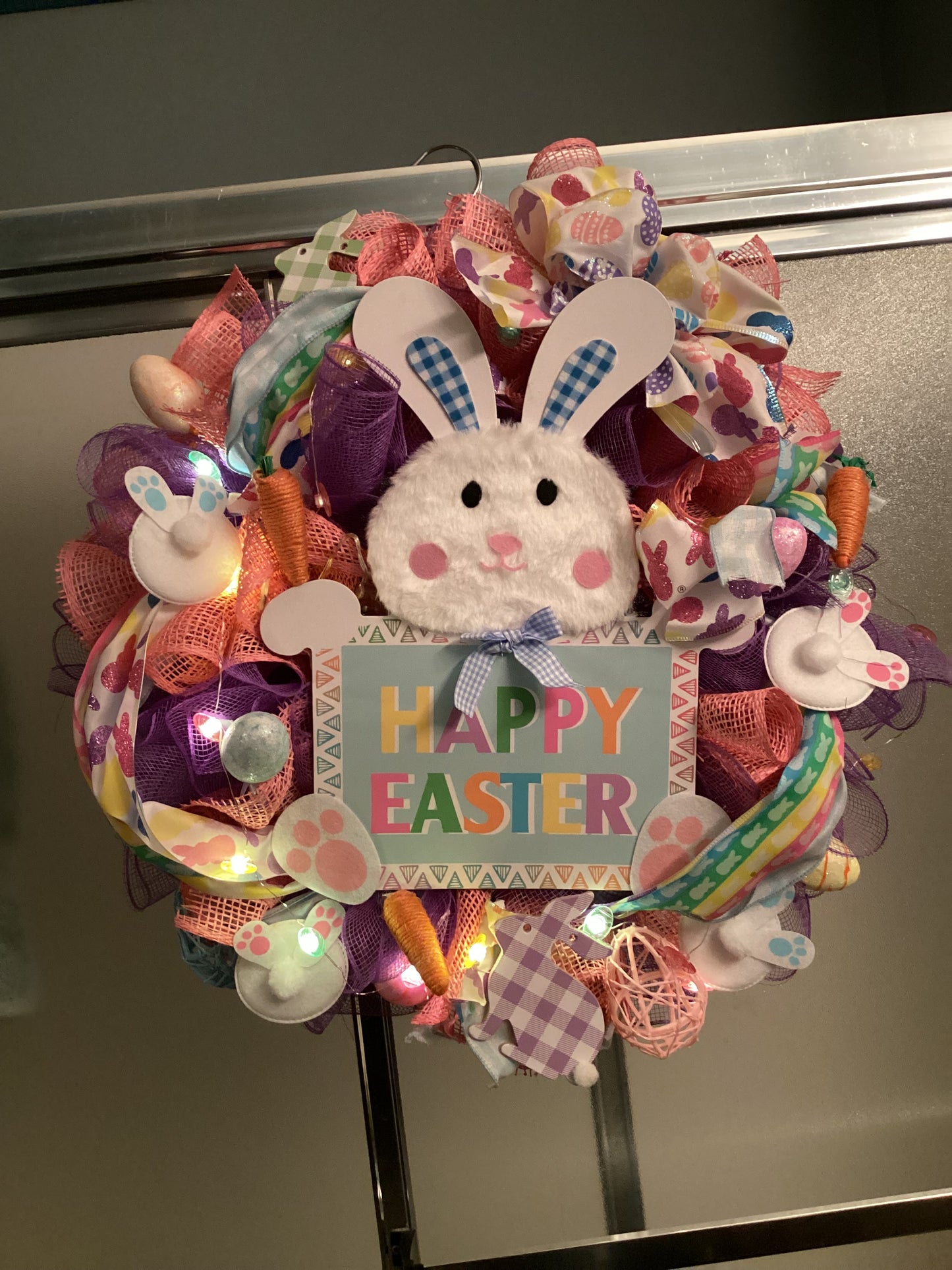 Benny Easter wreath with peep lights