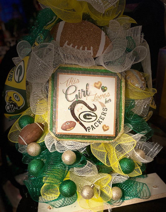 Green Bay packers wreath swag